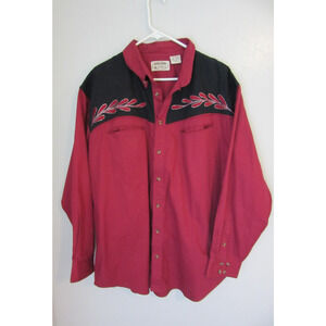 Gordon & James Red/Black Western XXL Button Down Long Sleeve Shirt BR43